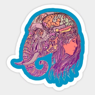 The Girl and the Elephant color variant 2 Sticker